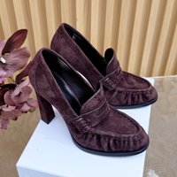 Modische Damen Pumps Schuhe mit Blockabsatz Hochhackige Loafer aus Echtleder Slip-On Mules Party- und Abendschuhe