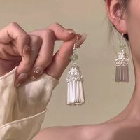 New Chinese Style Tassel Niche Fashion Versatile Ethnic Retro Style Light Luxury High-end Baroque Pearl Pendant Earrings Women