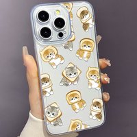 A Cute Bread Cat Print Transparent Space Phone Case, Suitable for iPhone 17, 16, 15, Plus, Pro, Max Series Phones - Can Be Used as a Gift
