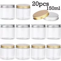 20pcs 150ml Empty Plastic Clear Jars With Lid Makeup Cosmetic Containers Travel Bottle Face Cream Sample Container Storage Jar