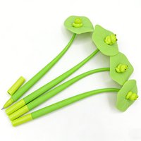 Little frog on a lotus leaf, silicone soft-grip gel pen, 0.5mm needle tip, black ink, creative back-to-school gift.