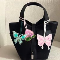 Grapes Lemons Butterflies Hanging Rope Keychain 3d Handmade Rhinestone Beaded Patches Crystal Bag Charms Decoration Pendants Bag