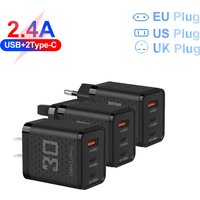 30W USB Type C Charger PD Fast Charging Phone Charger Adapter For iPhone Samsung Xiaomi Huawei QC3.0 EU/US/UK Plug Wall Charger