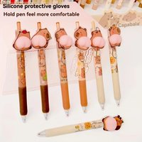 1pc Capybara Squeeze Stress Relief Pen 0.5mm Black Ink, Quick-Dry Retractable Ideal for School & Office Supplies