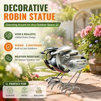 Handcrafted Metal Robin Bird Sculpture Scrap Metal Art Statue Unique Handmade Animal Figurine for Garden Patio Desk Home Decor
