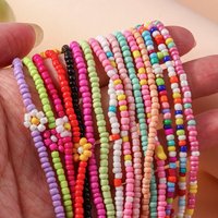 Aihua Handmade Bohemia Colorful Seed Bead Flowers Necklace For Women Kids Friendship Necklace Ethnic Beach Party Gifts