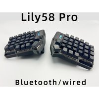 Lily58 Pro Split Keyboard with 15ยฐslant Support OLED Screen Hot Pluggable Bluetooth Wired Dual-mode Ergonomics Separate Keyboard