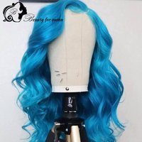 Beauty Fashion Style 2026 Dark Blue Colored Transparent HD Lace Frontal Wig 180% Density Customize Women Cosplay Hot Sale