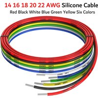 Câble d'alimentation en Silicone Super doux, 14 16 18 20 22 AWG, fil électrique haute tension, rouge noir blanc vert bleu jaune, Kits de Six couleurs