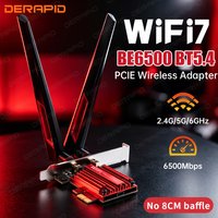 WiFi 7 BE6500 PCIe Network Card MT7925 Chip Bluetooth 5.4 6500Mbps High Gain Antenna Wireless Adapter for Desktop PC Win 10 11