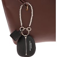 1pc Fashionable Bag Pendant Accessories Black PU Leather Texture Key Case Coin Purse Keychain Charm Gift