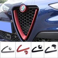 Style en Fiber de carbone pour Alfa Romeo Stelvio 2017 – 2024, accessoires de calandre de voiture, cadre en V, garniture de décoration, autocollant, couverture de Logo
