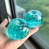 Blue Ocean Apple Mochi Squishy Squeeze Toy With Mini Shell &Star Sequins Inside Soft Fidget Toy Anti Anxiety Stress Relief Toy