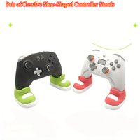 Pair of Creative Shoe-Shaped Controller Stands - Colorful Gamepad Holder for Console Gaming Decor