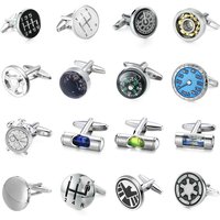 Men's French shirt cufflinks copper material gear shift steering wheel speedometer clock design Fashionable French cuffs buttons