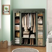 SONGMICS Closet Wardrobe, Portable Closet for Bedroom, Clothes Rail with Fabric Cover, Clothes Storage Organizer
