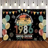 Vintage 1986 Happy 40th Birthday Backdrop Back to 1986 Background Banner Photography Booth Props for Birthday Party Decoration