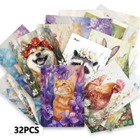 32pcs, pastoral cute pets, postcards, decoration/greeting cards/postcards, high-definition printing, collectible and mailable