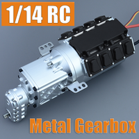 1:14th Scale Metal 2 Speed Gearbox with Transfer Case for Tamiya RC Truck Tipper SCANIA 770S VOLVO 56360 FH16 ACTROS MAN TGX Car