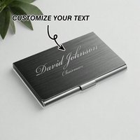 Personalized Engraved Business Card Holder Custom Logo, Birthday Christmas Office Gift for Boss Coworker