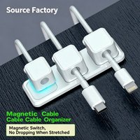 Magnetic Cable Organizer Desktop Anti-Tangle Wire Holder Portable Data Cable Clip Home Office Desk Cord Storage Arranger