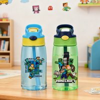480ml Game Theme Male Water Bottle Minecrafted Portable Straw Travel Bottles Gym Sports Fitness Cup Water Juice Drinking Bottle
