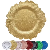 Gold Charger Plates,Round Plastic Reef Plate Chargers for Dinner Plates,Wedding Party Elegant Decoration, 100 PCs, 13 in