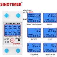 220V AC 110V Digital Single Phase Reset Zero Energy Meter kWh Voltage Current Power Consumption Meter Wattmeter Din Rail 80A