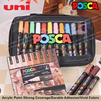 Posca Acrylic Markers Uni PC-1M/3M/5M All Range Colors Set, Reversible Tips Multi-surface Waterbase Lightfast Quality Stationery