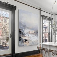 100% Handmade Abstract Oil Painting - Light Textured Landscape Wall Art Picture for Home Living Room Decor Image natural amenity