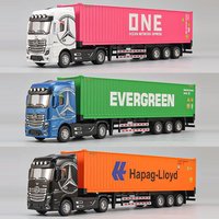 1: 50 Container Trucks Cars Models Toys Alloy Diecast Wheel Pull Back Miniature Vehicle with Light Music Car Adult Gifts