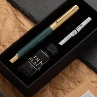 Exquisite Resin Fountain Pen Set, Medium Nib, Includes 15ml Ink, Gift Box, Note Taking, Calligraphy, Smooth Writing Fountain Pen