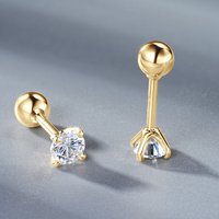 IOGOU Pure 10k Gold Stud Earrings for Women Men Classic Four Claw 4mm D Brilliant Moissanite Diamond Stud Earrings Fine Jewelry
