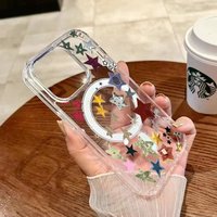 INS Y2K Colorful Star Case For iPhone 16 15 14 17 13 12 11 Pro Max Shockproof Transparent For Magsafe Magnetic Silicone Fundas
