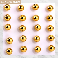 LUXUKISSKIDS 10pairs/lot Ball Stud Earrings Smooth 18K Gold Plated Vacuum Stainless Steel Surgical Earing Sets Classic Piercing