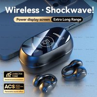 New LED Mirror Screen Wireless Bluetooth Earphones Soft Silicone Earhooks Noise Cancelling HiFi Stereo Sound Sports Headphones