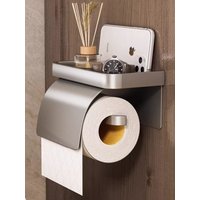 No-Drill Wall-Mounted Double Layer Toilet Paper Holder Bathroom Tissue Box Dispenser Storage Shelf for Washroom Roll Paper