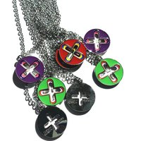 New Trendy Brand Cross Round Brand Dripping Oil Pendant Necklace Hip Hop Niche Design Personality Net Red Same Necklace