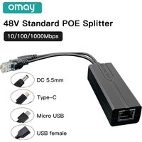 Standard POE Splitter 48V to 5V 12V 1.2A 2.2A Micro USB tpye-C 100M/1000M POE Camera Injector Power Supply for Huawei Hikvision