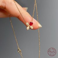 Sparkling CZ Chain Necklace 925 Sterling Silver Elegant Flower Pendant Necklace For Women Jewelry