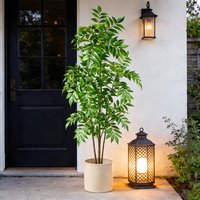 76-140cm Artificial Ficus Tree Large Fake Nandina Plants Plastic Palm Branch Tall Faux Sumac Plant For Home Garden Office Decor