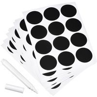 12 Sheets 12 Label Per Sheet Chalkboard Labels Blackboard Stickers 38mm No Word for Home Kitchen Mason Jar with Chalk Marker