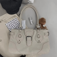 Y2K Aesthetic Women Underarm Bag Large Capacity PU Leather Retro Shoulder Bag Motorcycle Style Single Shoulder Handbag