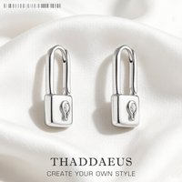 Hoop Earrings Lock Glamorous Fine Jewerly For Women Winter Trendy Gift In 925 Sterling Silver