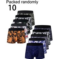 10-Pack Men's Graffiti Letter Boxer Briefs Assorted Colors High Elasticity Skin-Friendly Trendy Hipster Underwear Combo