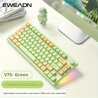 EWEADN V75 Wireless Keyboard, 75% Small Rechargeable Wireless Keyboard, RGB Backlit, Bluetooth 2.4G Mini Cute Creamy Keyboard