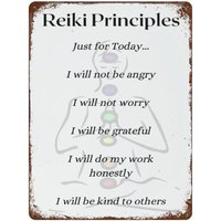 Reiki Principles Just for Today Metal Iron Painting Retro Poster Tin Sign Vintage Wall Decor Poster Metal Plaque Sheet Alum sign