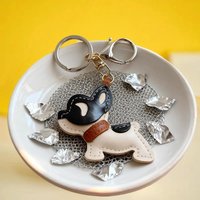 Adorable PU Leather French Bulldog Keychain Pendant Cute Puppy Bag Charm Backpack Hanging Car Keyring Gifts Fashion Accessories