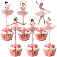 12/24pcs Ballet Dancer Cake Topper Ballerina Birthday Cake Decoration Ballet Theme Party Decoration Wedding Baby Shower Supplies