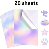 20sheets A4 printable holographic vinyl stickers, DIY labels holographic vinyl stickers, printable with inkjet printer